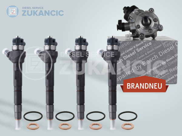 4x Injektor 03L130277J + Hochdruckpumpe BRANDNEU BOSCH AUDI VW 2,0 TDI